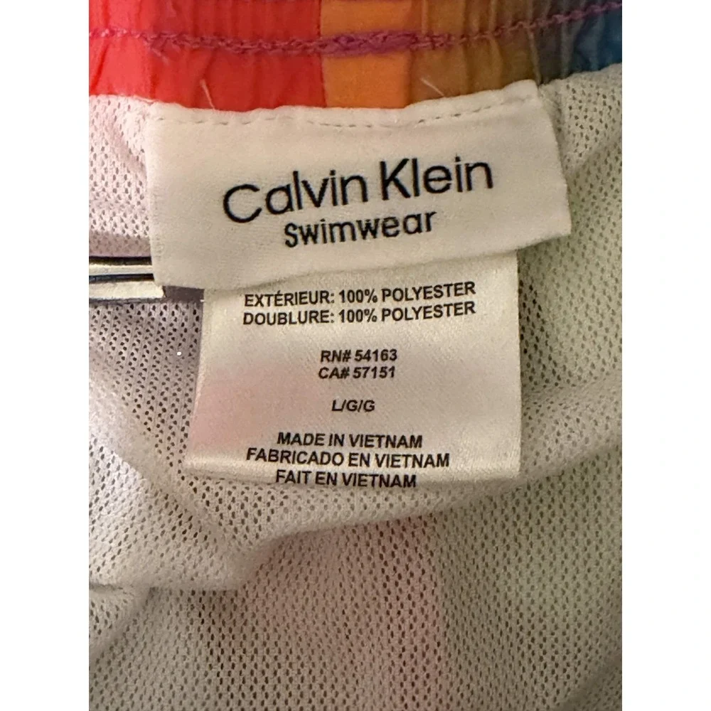 Calvin Klein Men Swim Bottom Size L Swim Trunks Multicolor Polyester Tie Dye